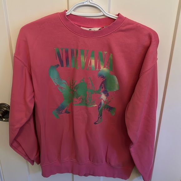H&M pink Nirvana sweatshirt, size 10-12 - Picture 1 of 3